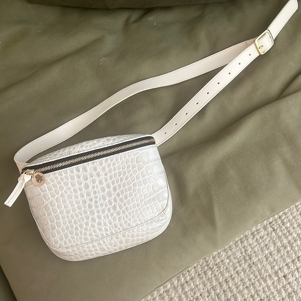 Clare V Leather Waist Bag - white/cream croc